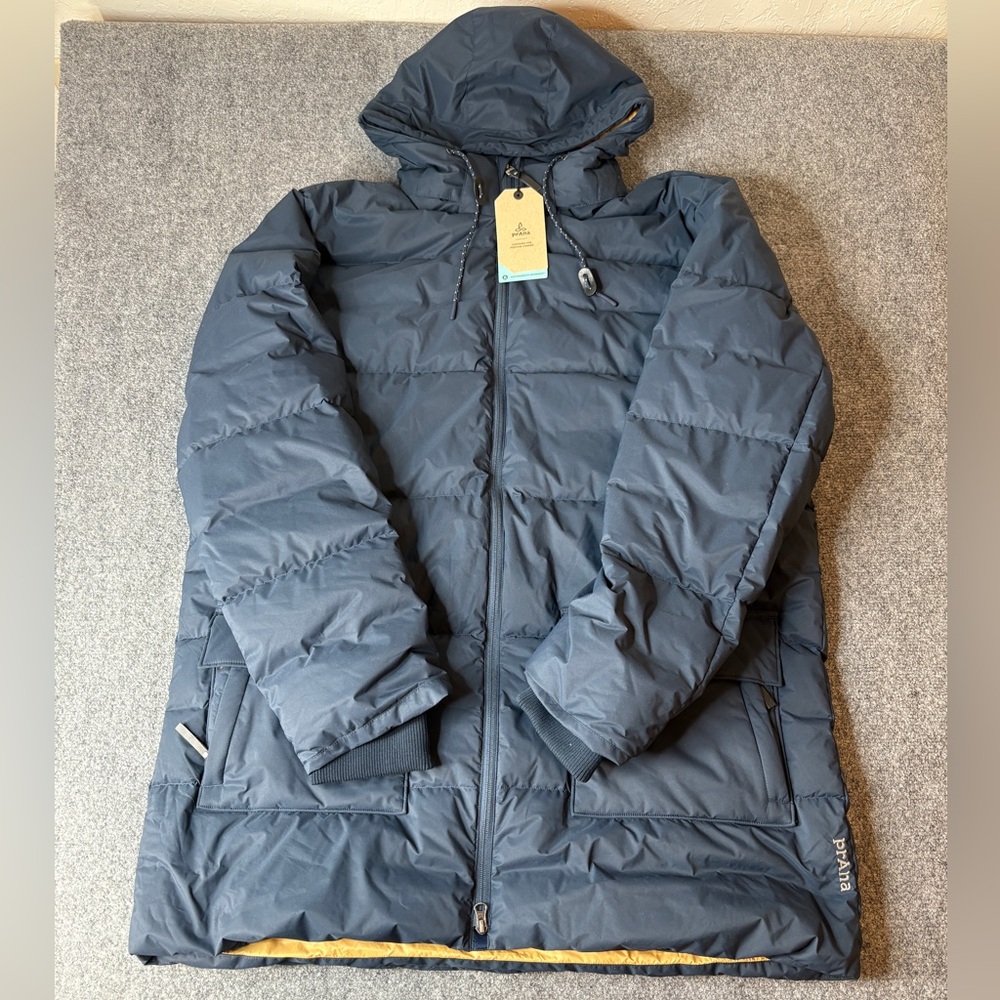 Prana Jacket Mens XXL Navy Klamath Duck Down Winter Coat Parka Snow 2XL